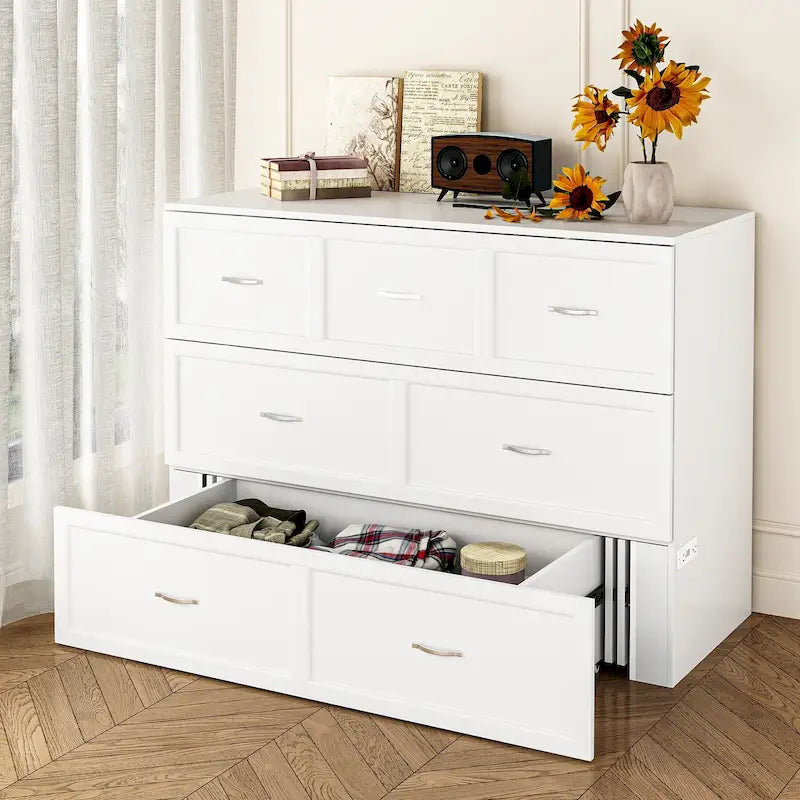 Bettkasten-Kommode für ein Full-Size-Bett mit Schublade, in Würfelschrank umwandelbar