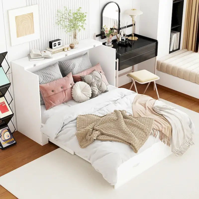 Bettkasten-Kommode für ein Full-Size-Bett mit Schublade, in Würfelschrank umwandelbar