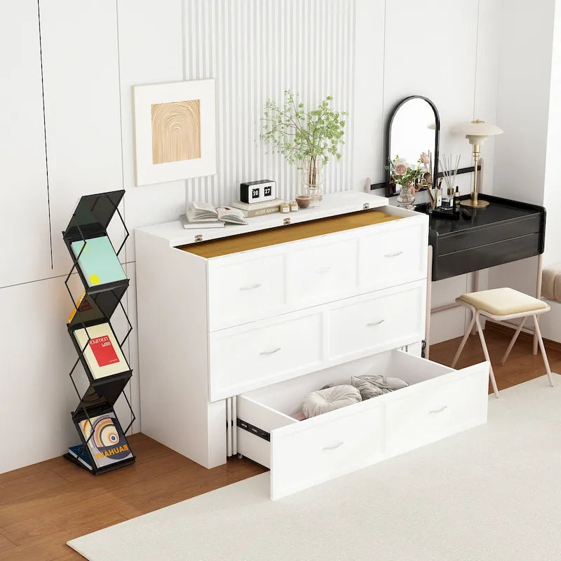 Bettkasten-Kommode für ein Full-Size-Bett mit Schublade, in Würfelschrank umwandelbar