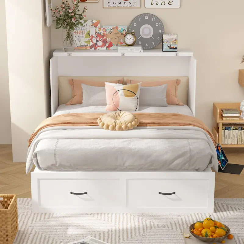 Bettkasten-Kommode für ein Full-Size-Bett mit Schublade, in Würfelschrank umwandelbar
