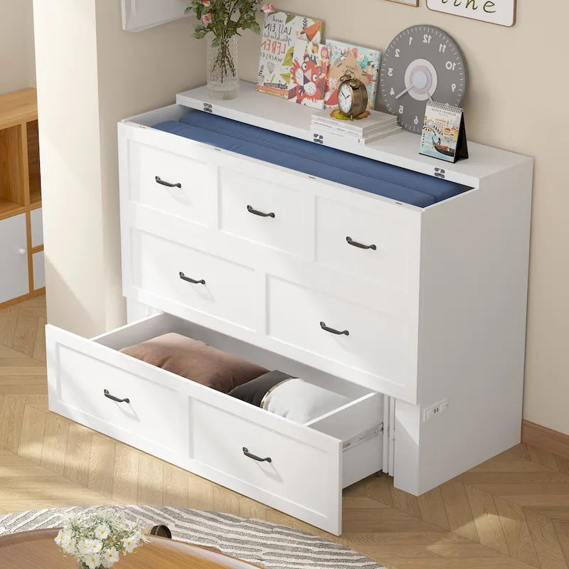 Bettkasten-Kommode für ein Full-Size-Bett mit Schublade, in Würfelschrank umwandelbar