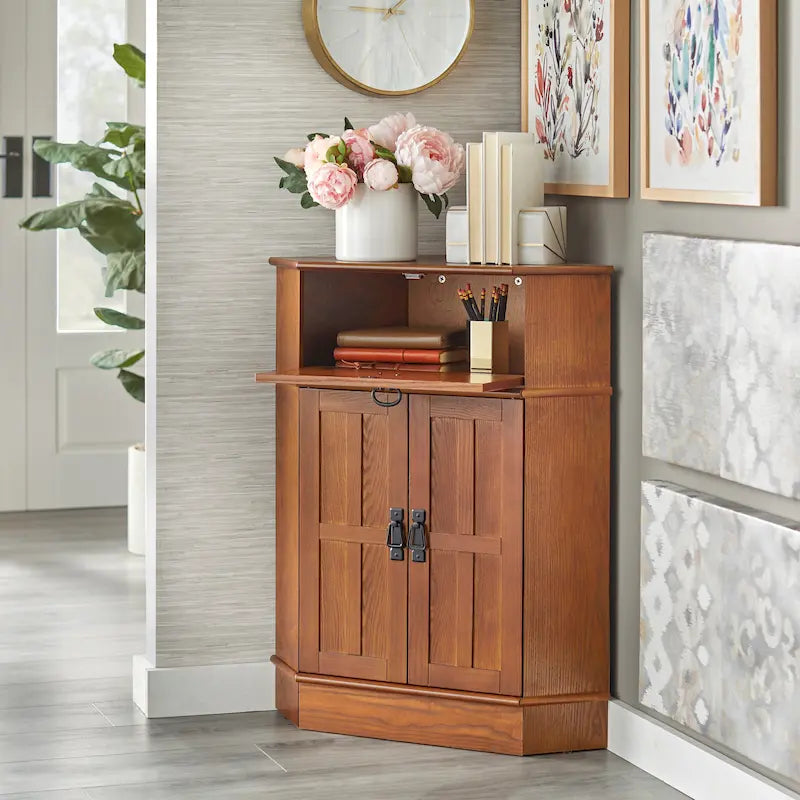 Wood Corner Cabinet - 34h x 24w x 18l