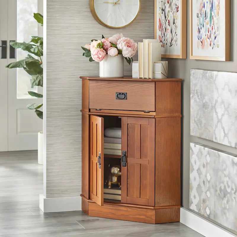 Wood Corner Cabinet - 34h x 24w x 18l