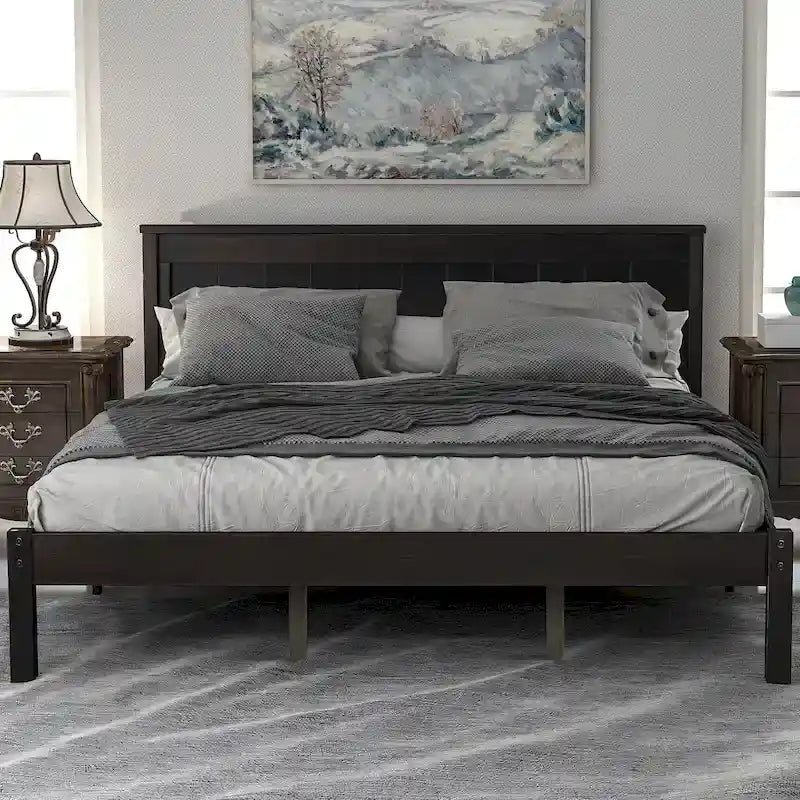 Platform Bed Frame with Headboard ,Queen Size