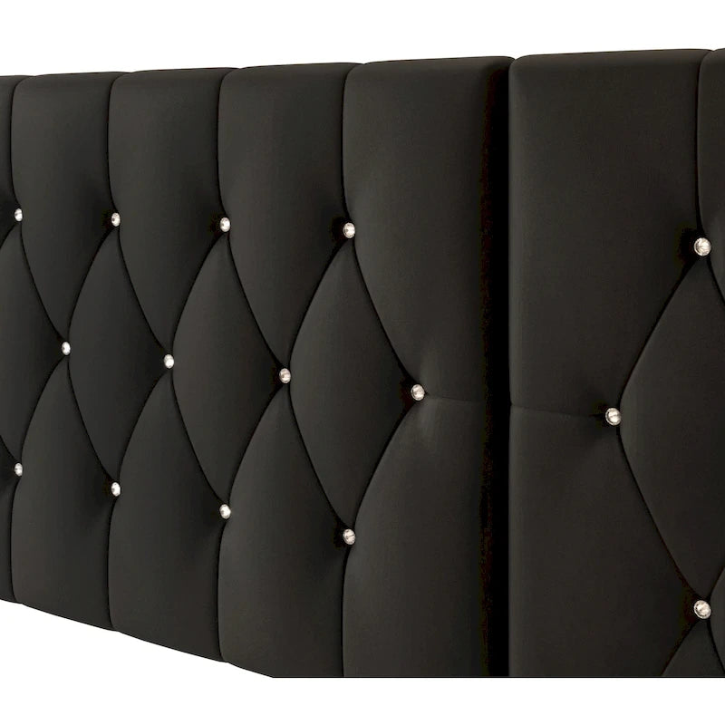 Luxurious Velvet Tufted Platform Bed with Wall Panels
