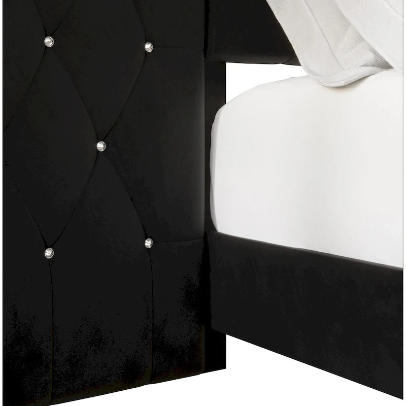 Luxurious Velvet Tufted Platform Bed with Wall Panels