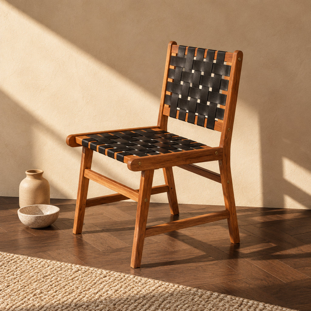 Sava Indoor-Outdoor Armless Dining Side Chair, Black