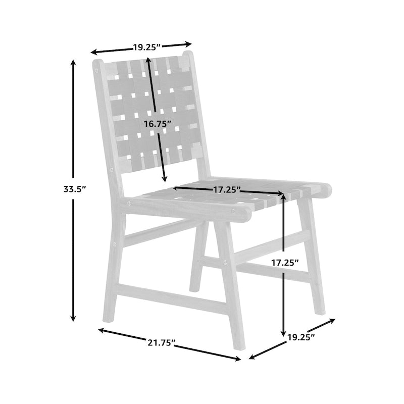 Indoor-Outdoor Armless Dining Side Chair, Black