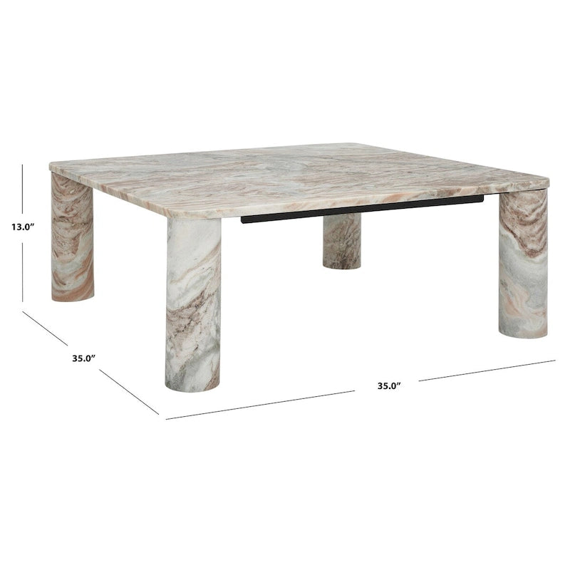 Square Marble Coffee Table - 35 In. W x 35 In. D x 13 In. H - 35Wx35Dx13H