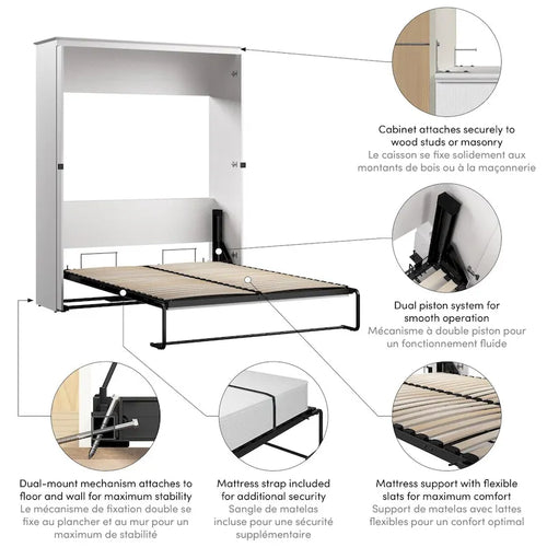 Lit escamotable Queen de 69W pour salon ou chambre d’amis