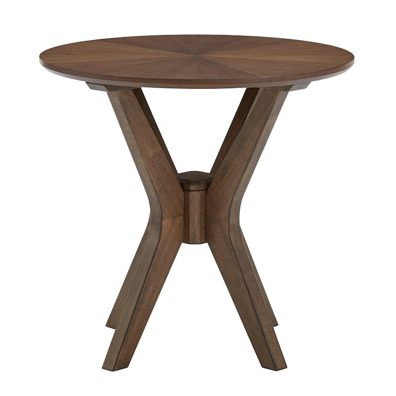 Runder Beistelltisch im Mid-Century-Stil mit Walnussholz-Finish