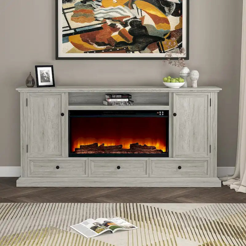 72 TV Stand with Fireplace - Accommodates up to 75 TV - 73W x 35H x 14D