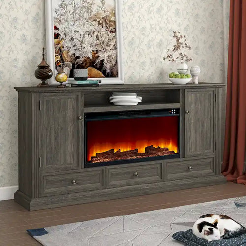 Meuble TV de 72 avec cheminée - convient aux téléviseurs jusqu'à 75 - 73W x 35H x 14D