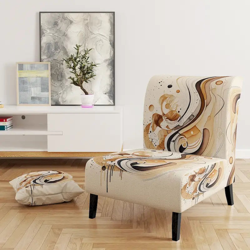 Brown And Black Upholstered Modern & Contemporary Accent Chair and Modern & Contemporary Arm Chair