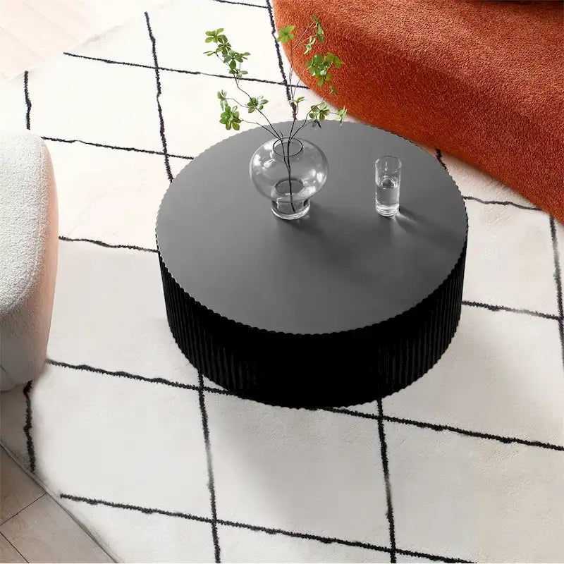 Tavolino da caffè moderno rotondo in legno - nero
