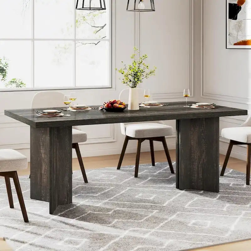 Wood Rectangular Dinner Dining Table for Kitchen Dining Room