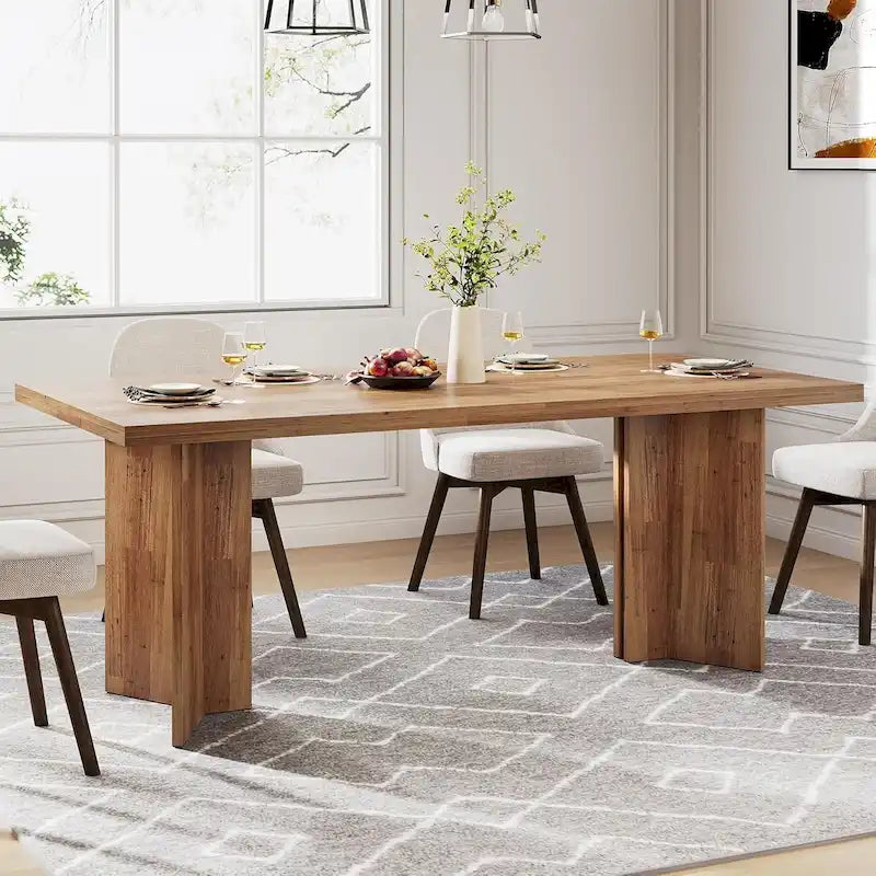 Wood Rectangular Dinner Dining Table for Kitchen Dining Room