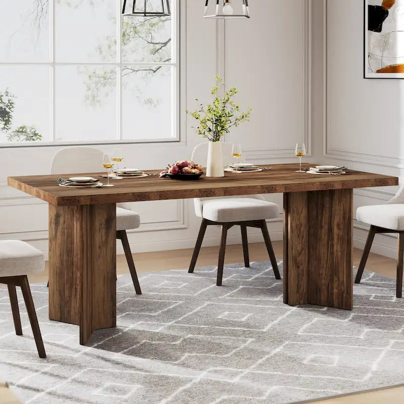 Wood Rectangular Dinner Dining Table for Kitchen Dining Room