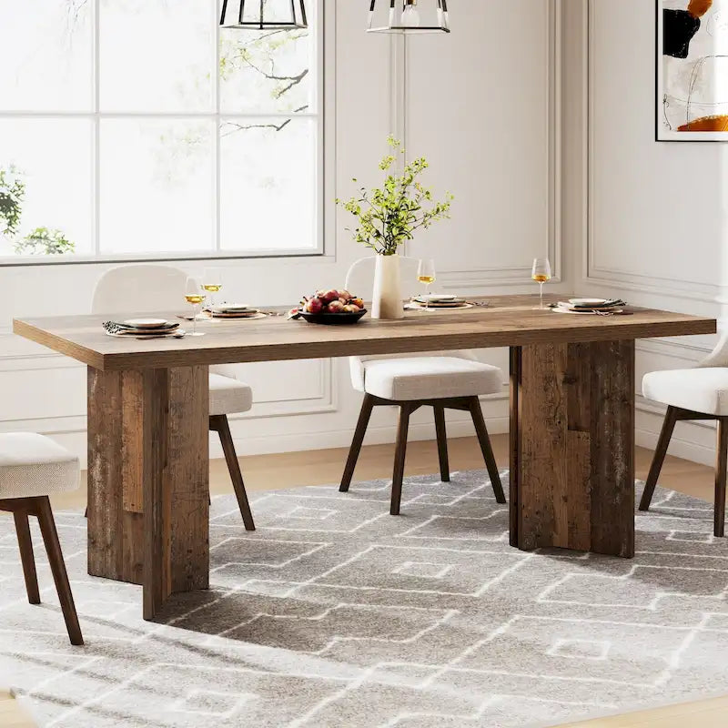 Wood Rectangular Dinner Dining Table for Kitchen Dining Room