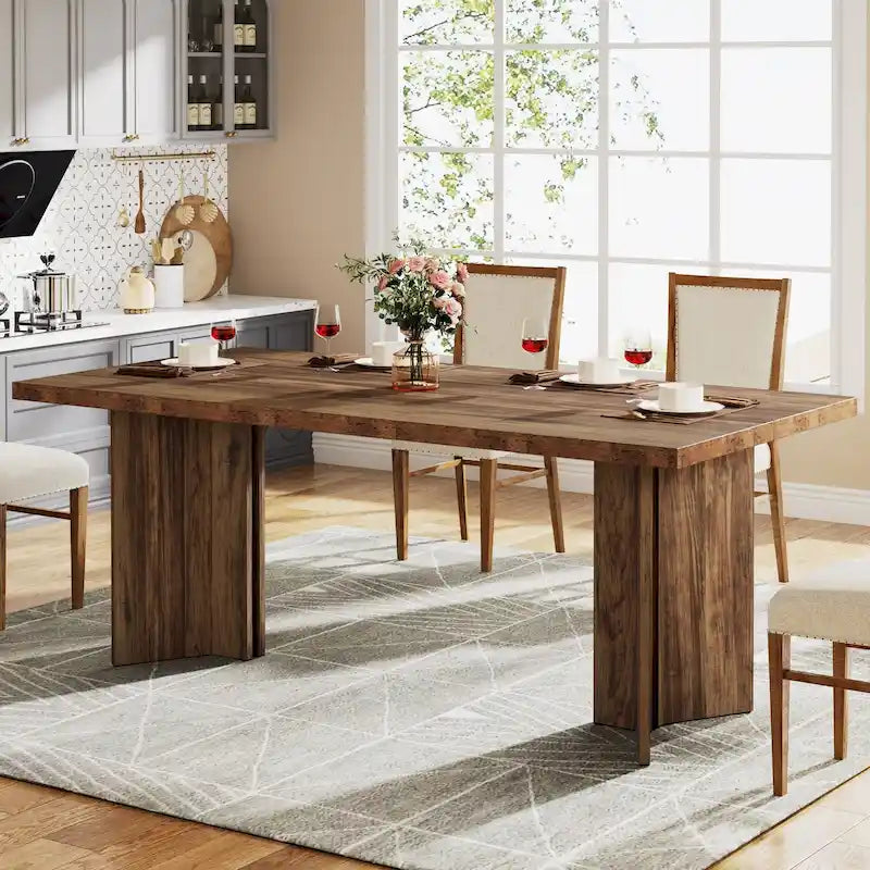 Wood Rectangular Dinner Dining Table for Kitchen Dining Room