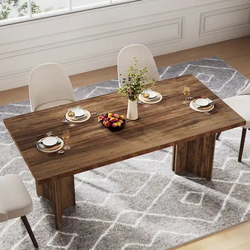 Wood Rectangular Dinner Dining Table for Kitchen Dining Room