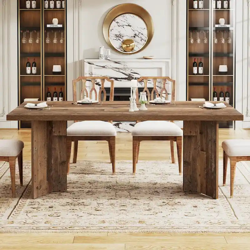 Wood Rectangular Dinner Dining Table for Kitchen Dining Room