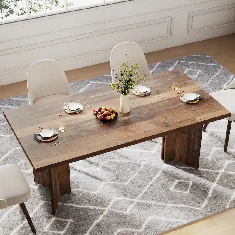 Wood Rectangular Dinner Dining Table for Kitchen Dining Room