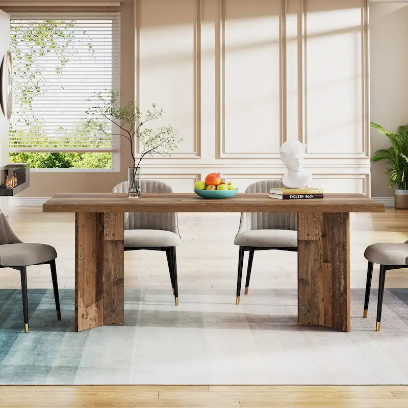 Wood Rectangular Dinner Dining Table for Kitchen Dining Room