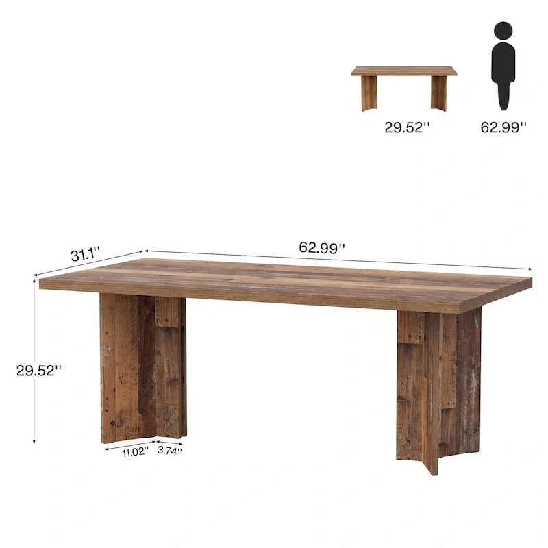 Wood Rectangular Dinner Dining Table for Kitchen Dining Room