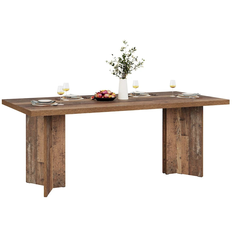 Wood Rectangular Dinner Dining Table for Kitchen Dining Room