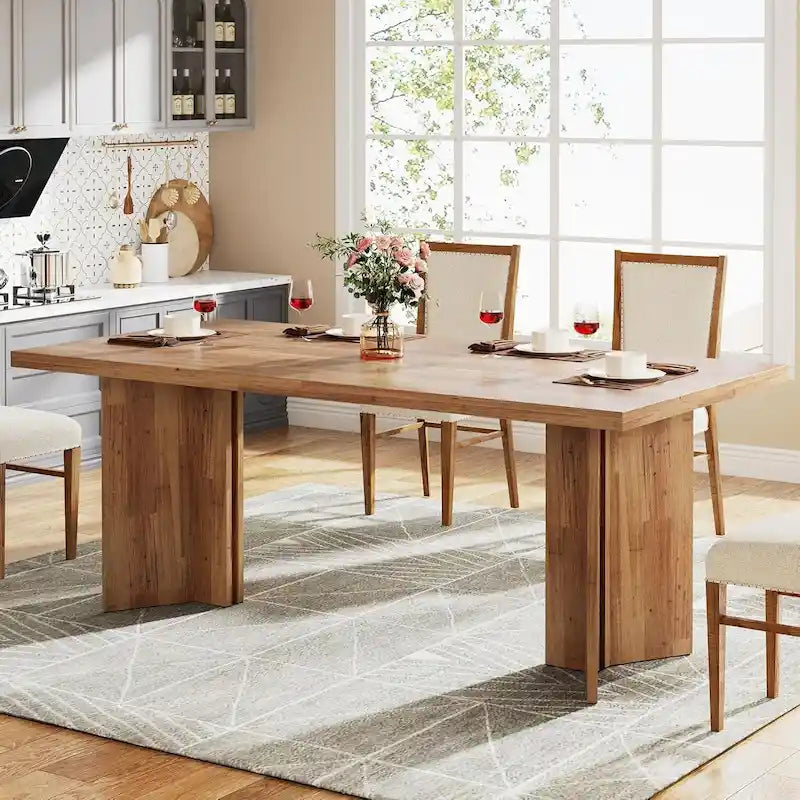 Wood Rectangular Dinner Dining Table for Kitchen Dining Room