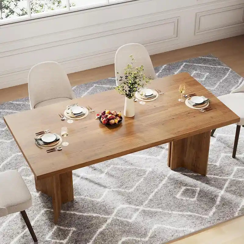 Wood Rectangular Dinner Dining Table for Kitchen Dining Room