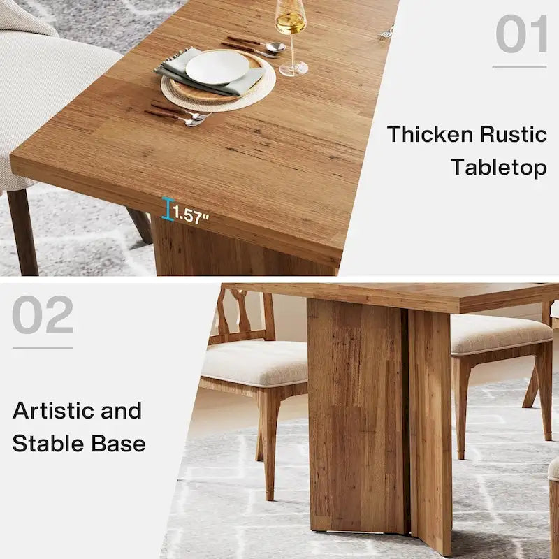 Wood Rectangular Dinner Dining Table for Kitchen Dining Room