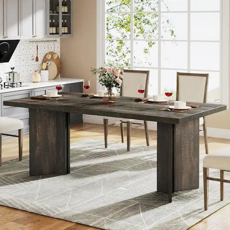 Wood Rectangular Dinner Dining Table for Kitchen Dining Room