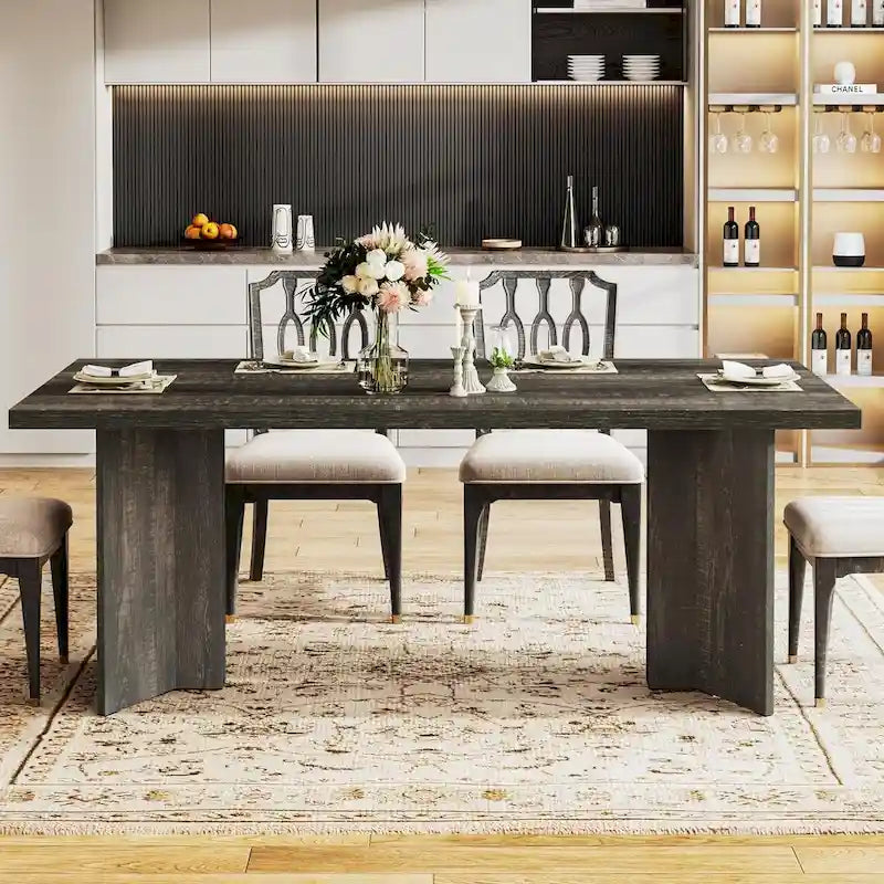 Wood Rectangular Dinner Dining Table for Kitchen Dining Room