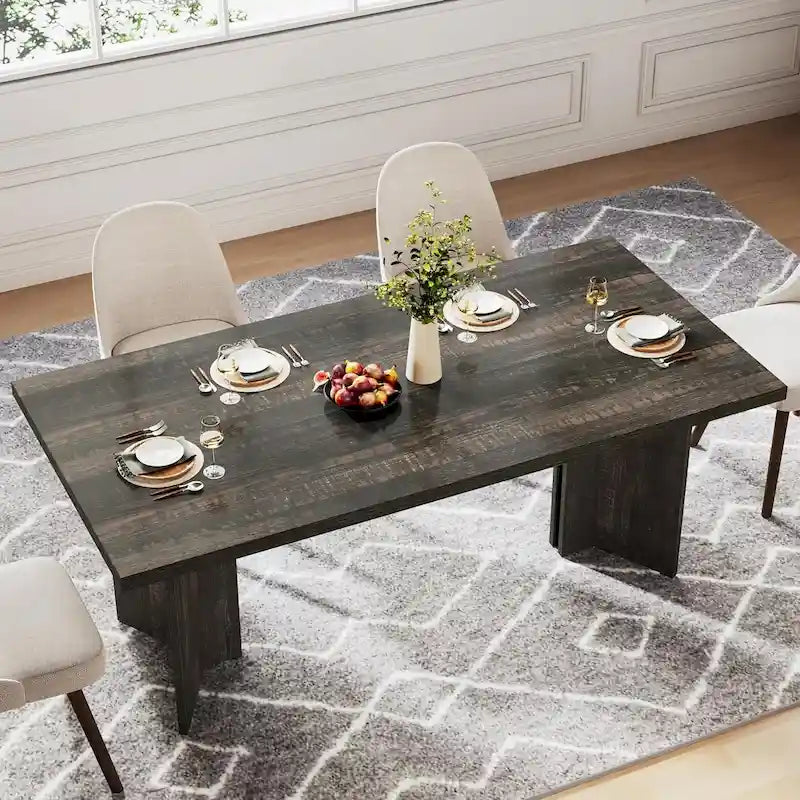 Wood Rectangular Dinner Dining Table for Kitchen Dining Room