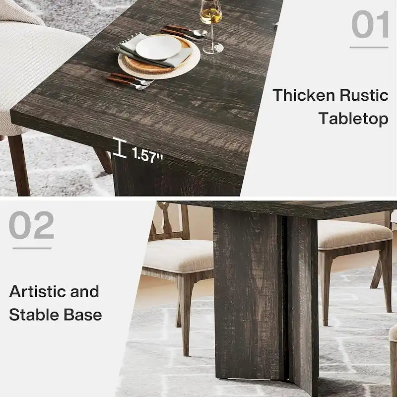 Wood Rectangular Dinner Dining Table for Kitchen Dining Room