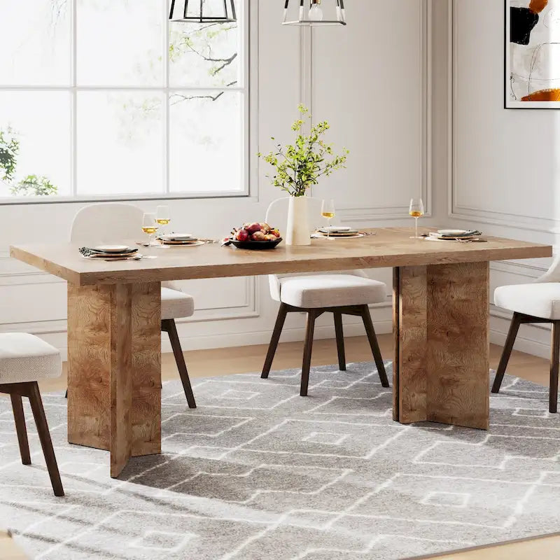 Wood Rectangular Dinner Dining Table for Kitchen Dining Room