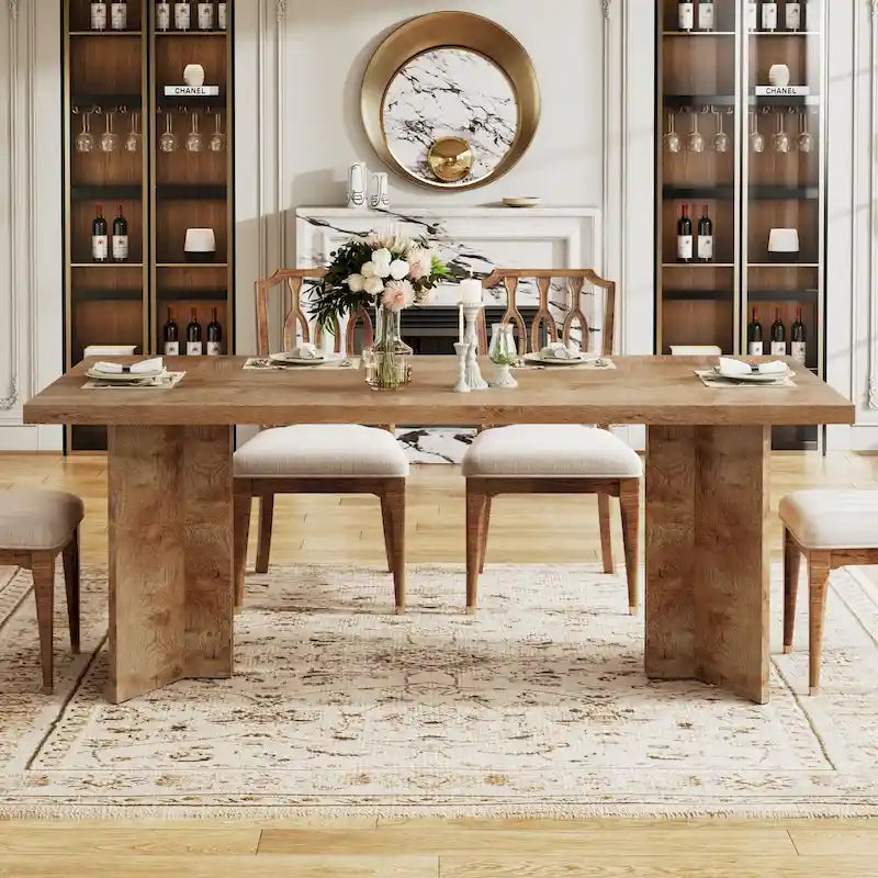 Wood Rectangular Dinner Dining Table for Kitchen Dining Room