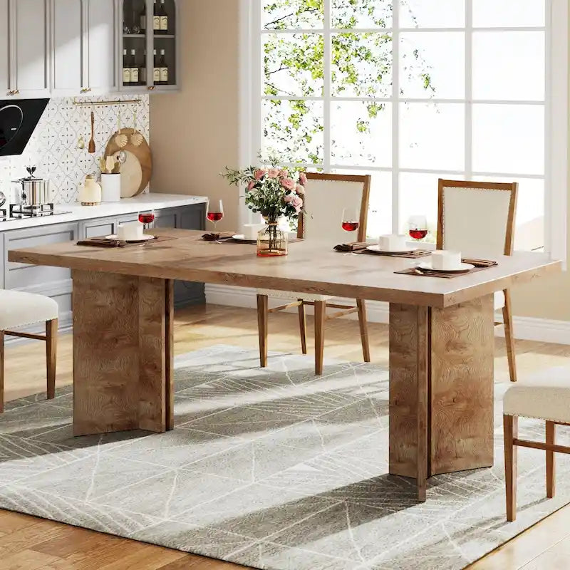 Wood Rectangular Dinner Dining Table for Kitchen Dining Room