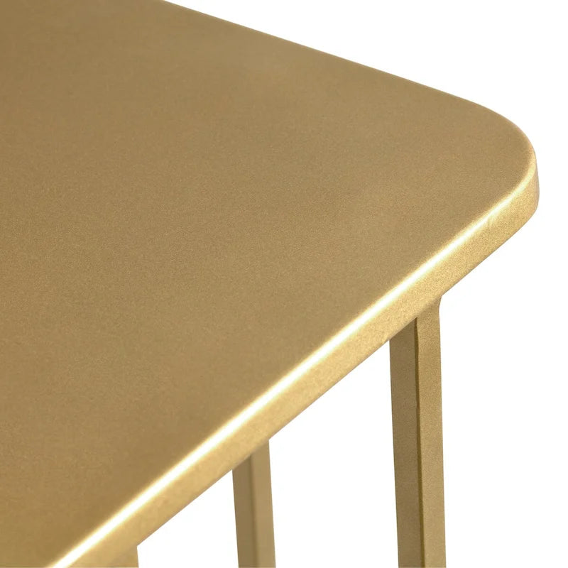 Table d’appoint en fer doré en forme de C