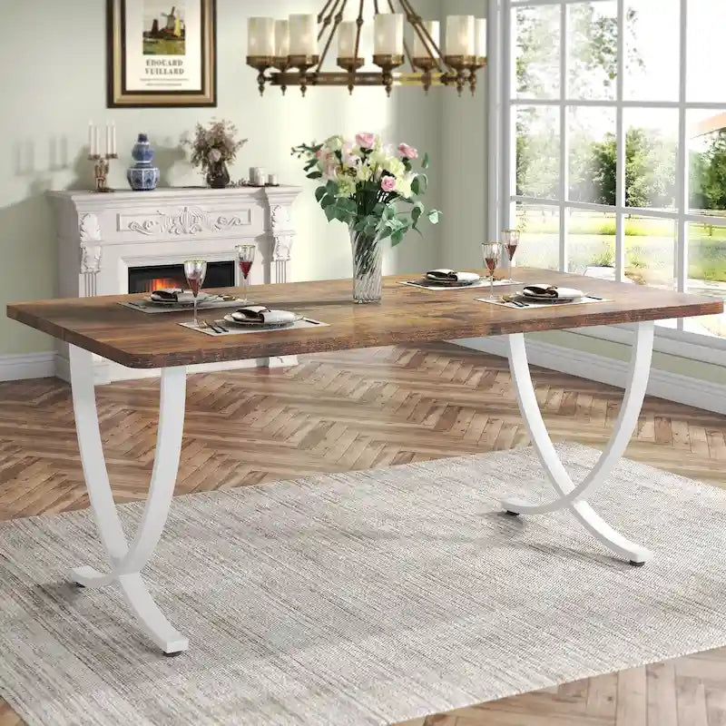 63 Inch Rustic Rectangular Dining Table for 4 to 6
