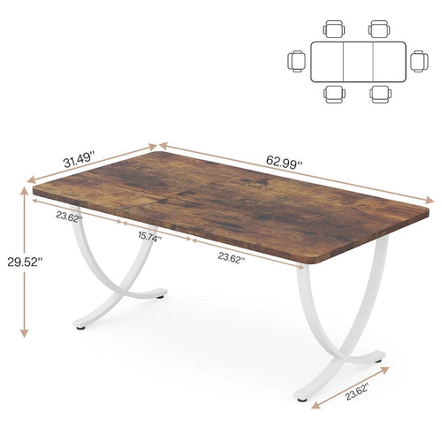 Table à manger rectangulaire rustique de 63 pouces pour 4 à 6 personnes