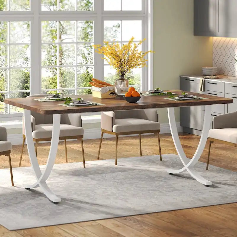 63 Inch Rustic Rectangular Dining Table for 4 to 6