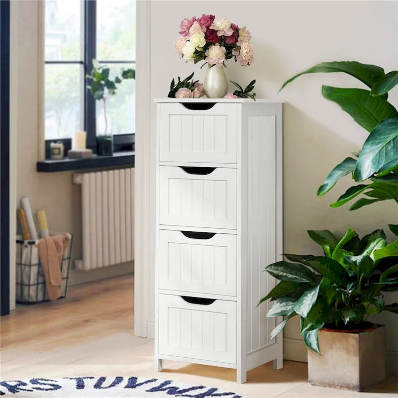 Bathroom Floor Cabinet Slim Bath Cabinet with 4 Drawers