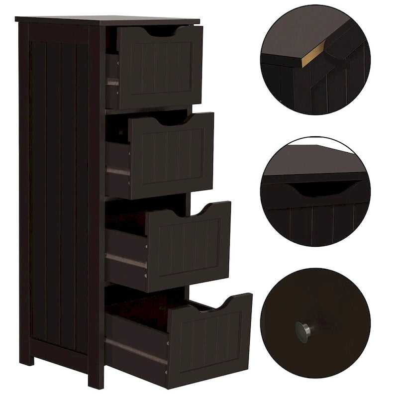 Bathroom Floor Cabinet Slim Bath Cabinet with 4 Drawers