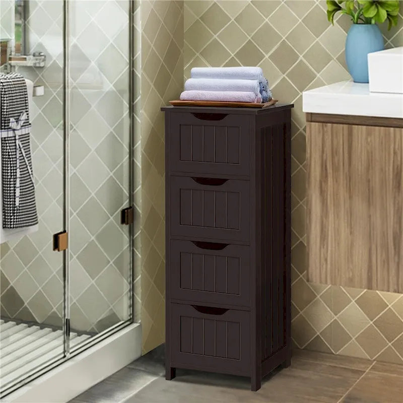 Bathroom Floor Cabinet Slim Bath Cabinet with 4 Drawers