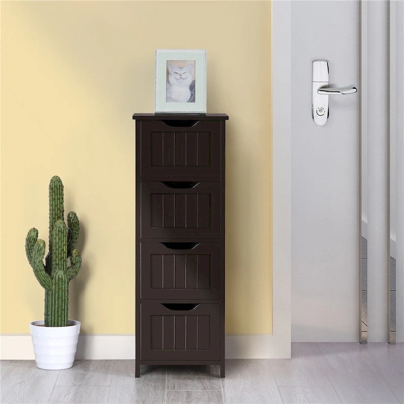 Bathroom Floor Cabinet Slim Bath Cabinet with 4 Drawers