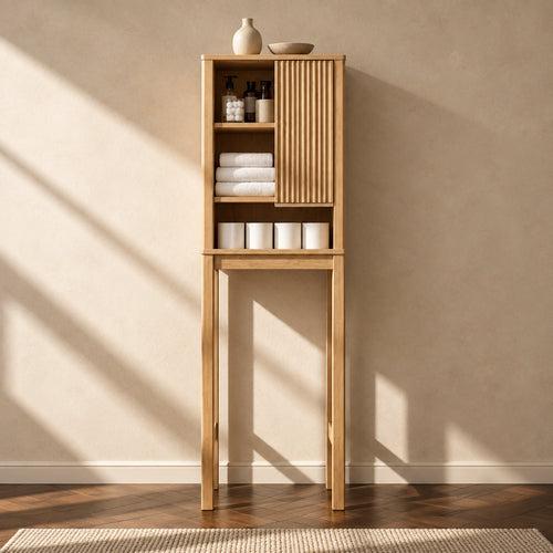 68 Tall Modern Over The Toilet Storage Cabinet, Tall Wood Space Saver - N/A