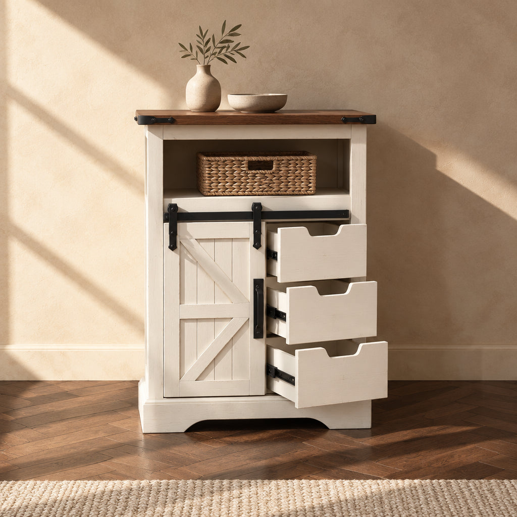 Farmhouse Bathroom Floor Cabinet, Small Storage Cabinet for Bathroom